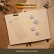 Misty white transparent hexagon planner sticker sheet displayed with coordinating sticky notes in four matching shapes on an open planner. Banner text reads: 